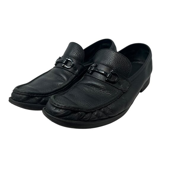 Salvatore Ferragamo Mens 13 Gancini Bit Loafers Black Leather Driving Shoes Flaw main image 5